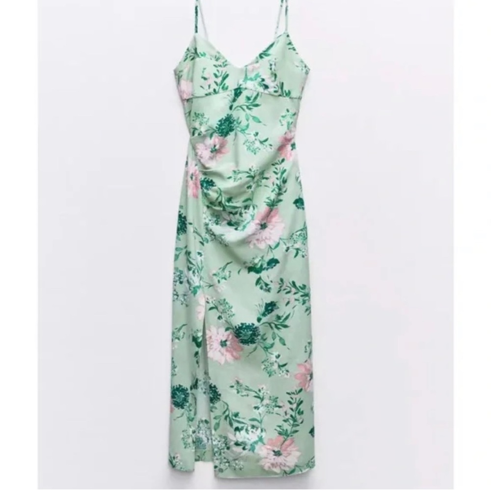 Zara Green Floral Mini Dress